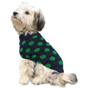 Fashion Pet Contrast Dot Dog Sweater Green - Medium