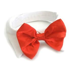 White Collar with Red Satin Bow Tie (Option: X-Small)