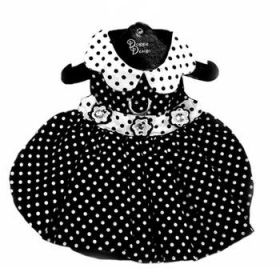 Polka Dot Dog Dress - Black and White (Option: X-Large)