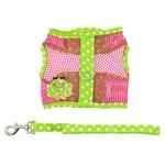 Cool Mesh Dog Harness Under the Sea Collection - Frog Green Dot and Pink (Option: X-Small)