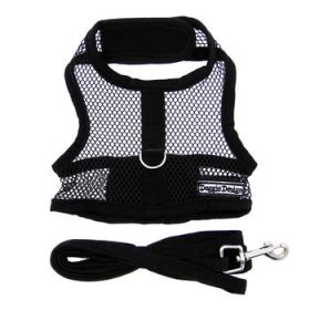 Cool Mesh Dog Harness with Leash - Solid Black (Option: X-Small)