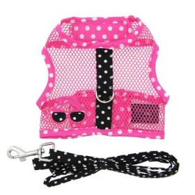 Cool Mesh Dog Harness Under the Sea Collection - Sunglasses Pink and Black Polka Dot (Option: X-Small)