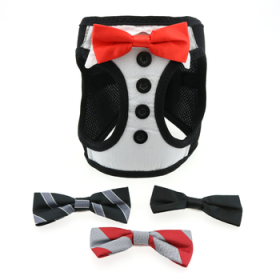 American River Ultra Choke Free Dog Harness - Tuxedo with 4 Interchangeable Bows (Option: X-Small)