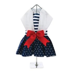 Nautical Dog Dress with Matching Leash (Option: X-Small)