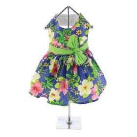 Blue Lagoon Hawaiian Hibiscus Dog Dress with Matching Leash (Option: X-Small)