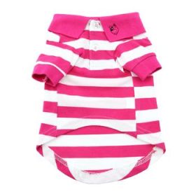 Striped Dog Polo - Pink Yarrow and White (Option: X-Large)