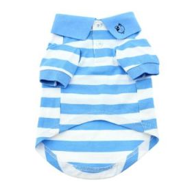 Striped Dog Polo - Blue Niagara and White (Option: 3X-Large)