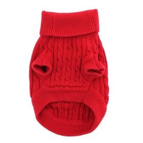 Combed Cotton Cable Knit Dog Sweater - Fiery Red (Option: Large)