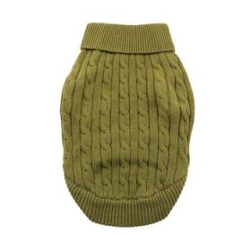 Combed Cotton Cable Knit Dog Sweater - Herb Green (Option: XX-Small)