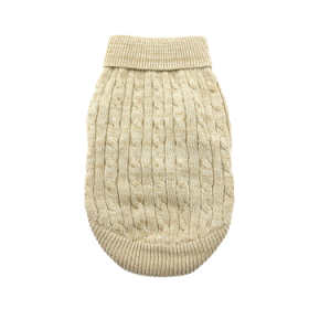 Combed Cotton Cable Knit Dog Sweater - Oatmeal (Option: X-Small)