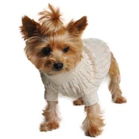 Combed Cotton Cable Knit Dog Sweater - Oatmeal (Option: XX-Small)