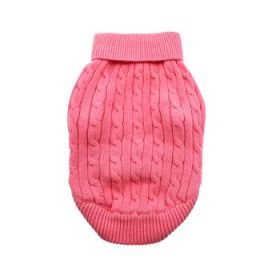 Combed Cotton Cable Knit Dog Sweater - Candy Pink (Option: X-Small)