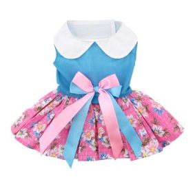 Pink and Blue Plumeria Floral Dog Dress (Option: X-Small)