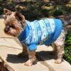 Combed Cotton Snowflake and Hearts Dog Sweater - Blue