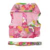 Cool Mesh Dog Harness with Leash - Pink Hawaiian Floral