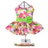 Pink Hawaiian Floral Dog Harness Dress with Matching Leash