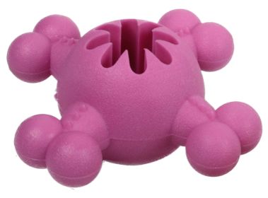 Pet Life 'Quadra-Bone' TPR Treat Dispensing Durable Dog Toy (Color: PINK)