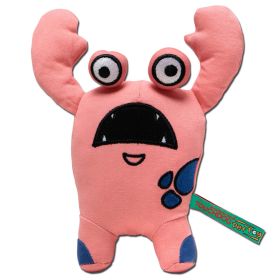 Touchdog Cartoon Up-for-Crabs Monster Plush Dog Toy (Color: PINK)