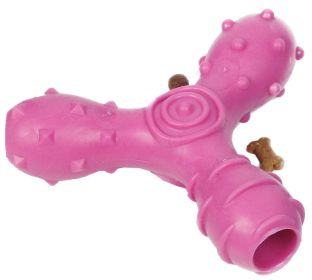 Pet Life 'Tri-Chew' Treat Dispensing and Chewing Interactive TPR Dog Toy (Color: PINK)