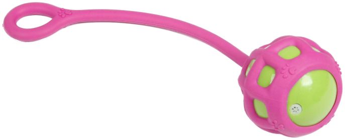 Pet Life 'Tug-O-Warp' Fetching Tugging and Chew Squeaking TPR Dog Toy (Color: PINK)