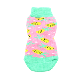 Non-Skid Dog Socks - Pink Pineapple (Option: Medium)