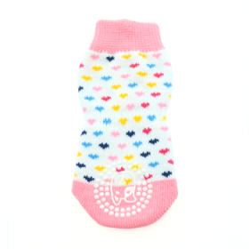 Non-Skid Dog Socks - Pink and White Hearts (Option: Large)