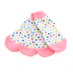 Non-Skid Dog Socks - Pink and White Hearts (Option: X-Large)