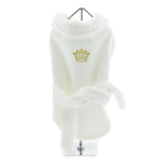 White Gold Crown Cotton Dog Bathrobe by Doggie Design (Option: X-Small)