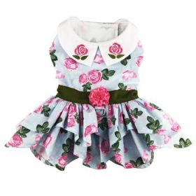 Pink Rose Harness Dress with Matching Leash (Option: X-Small)