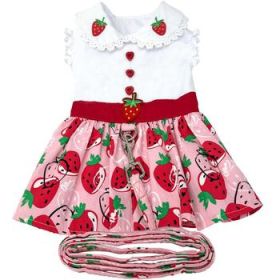 Strawberry Picnic Dog Dress with Matching Leash (Option: X-Small)