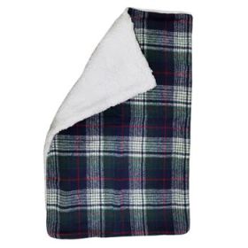 Sherpa-Lined Dog Blanket - Blue & Green Plaid (Option: 30" x 20")