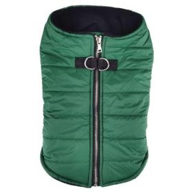 Zip-up Dog Puffer Vest - Dark Green (Option: X-Large)