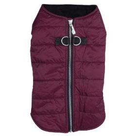 Zip-up Dog Puffer Vest - Burgundy (Option: X-Small)