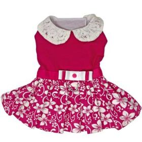 Pink Hibiscus Dog Dress with Matching Leash (Option: X-Small)