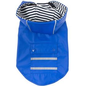 Slicker Raincoat with Striped Lining - Cobalt Blue (Option: X-Small)